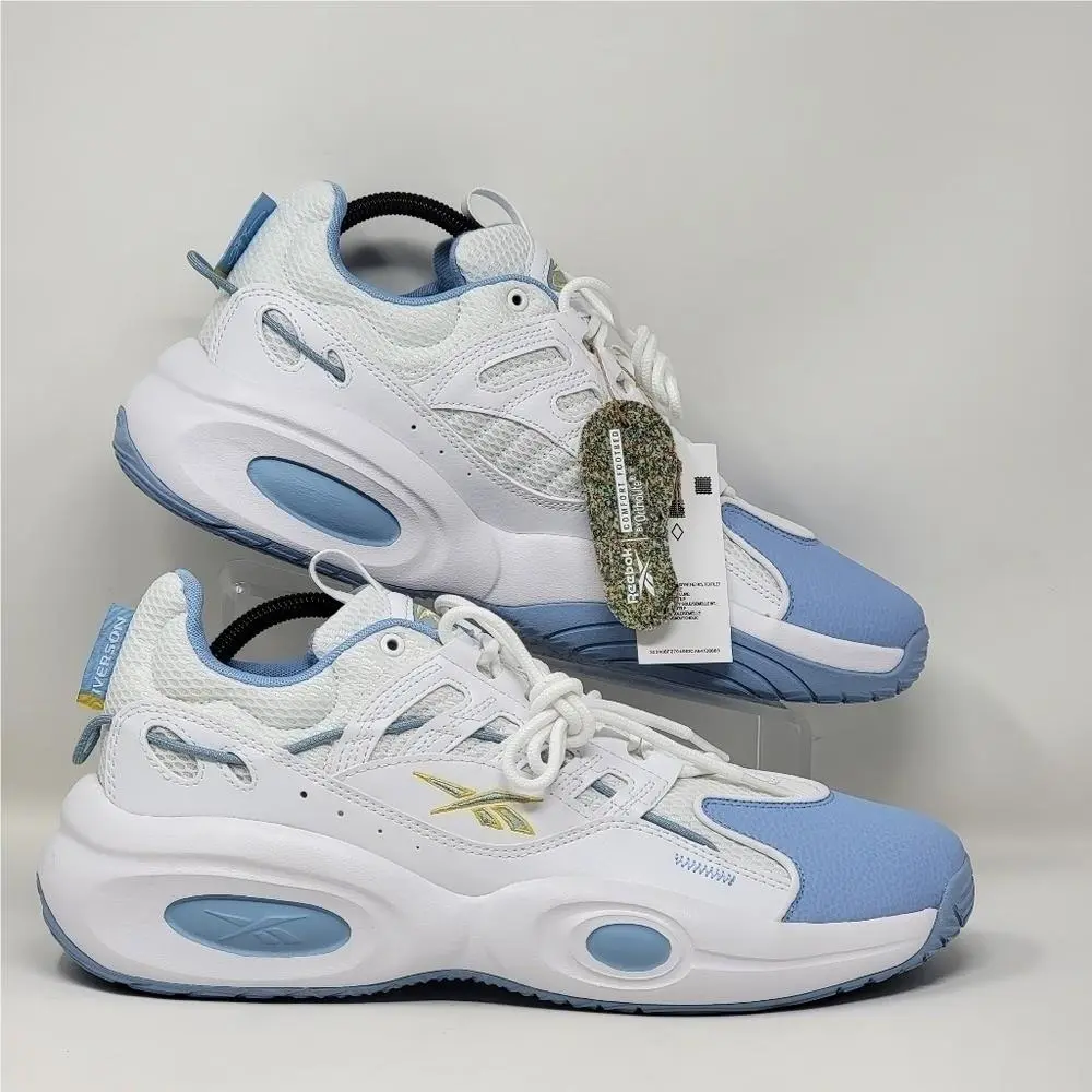 Reebok Solution Mid Nuggets White Fluid Blue Toxic Basketball Mens Size Multi