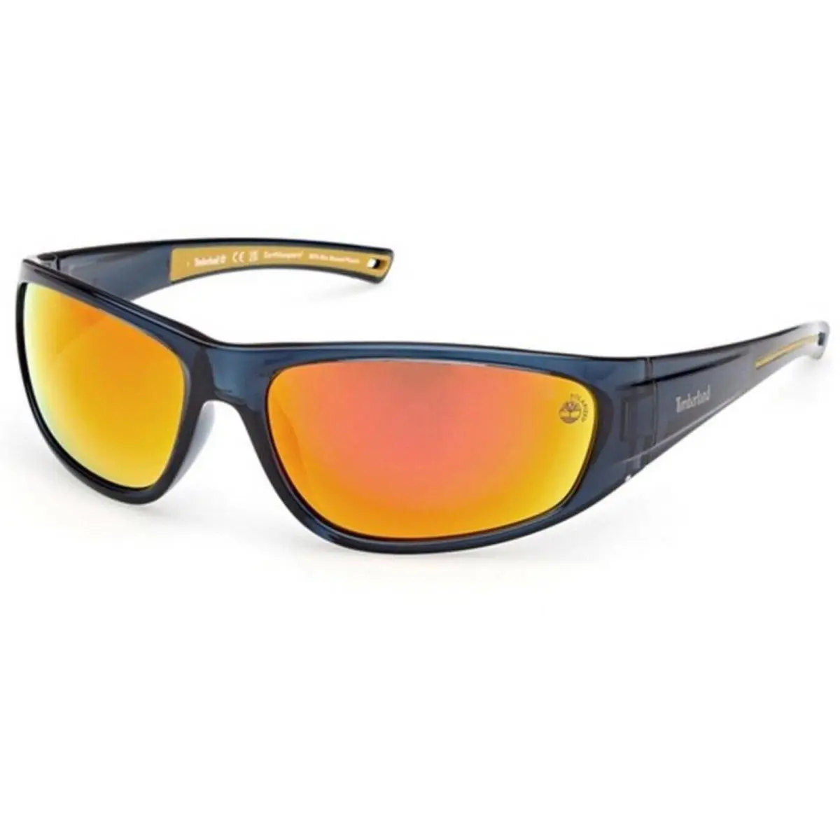 Timberland Men`s Sunglasses Shiny Blue Wraparound Full Rim Frame TB00033 6690D