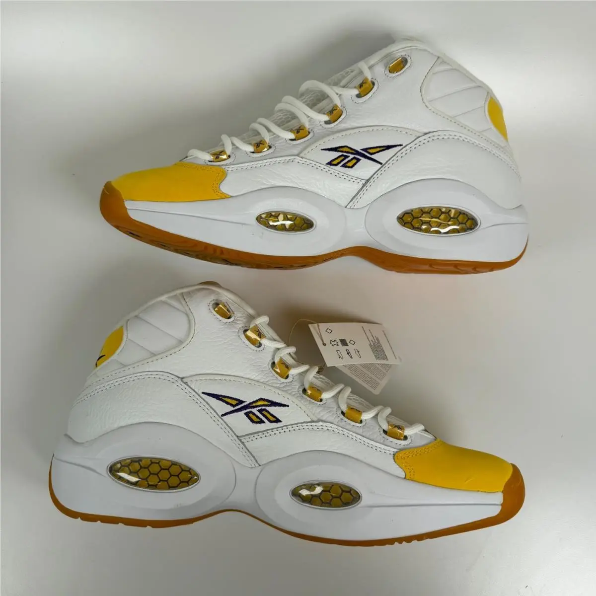 Reebok shoes - Reebok Question Mid Yellow Toe - White 1