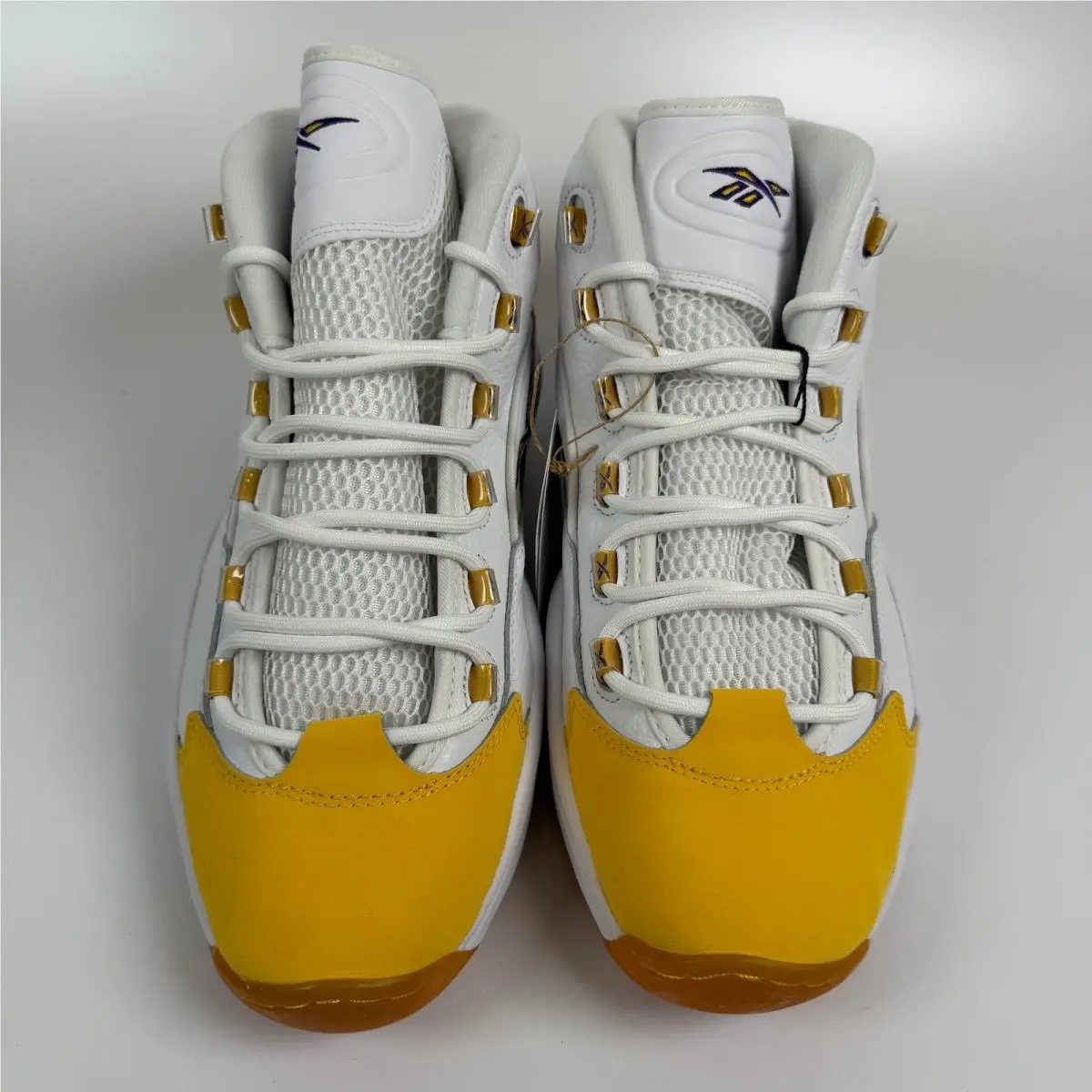 Reebok shoes - Reebok Question Mid Yellow Toe - White 2