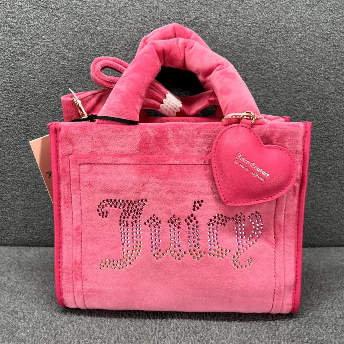 Juicy Couture Velour Mini Tote Bag Pink Free Love Big Spender Y2K Purse