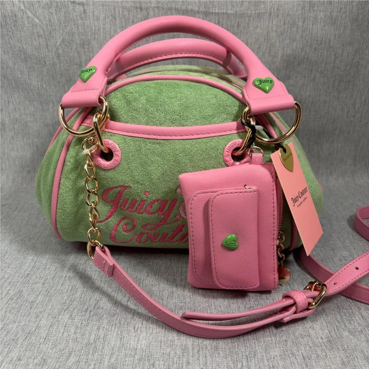 Juicy Couture Retro Strawberry Satchel Green Bag Y2K Rare Bowler Purse