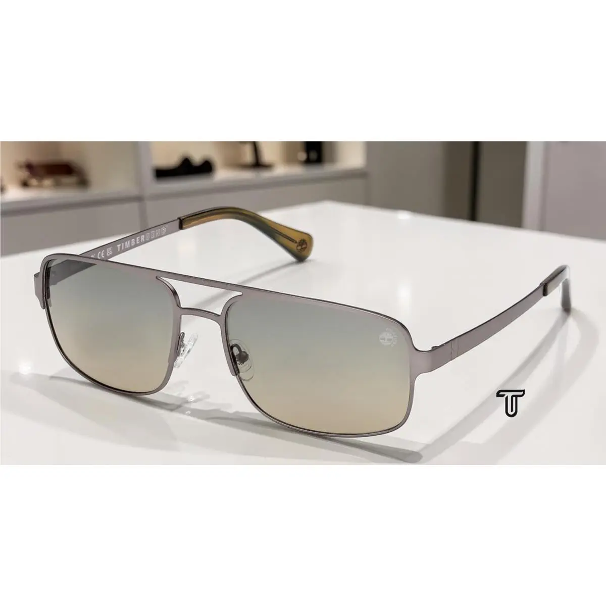 Timberland TB00065 09R Metal Matte Gunmetal Green Polarized 63mm Mens Sunglasses