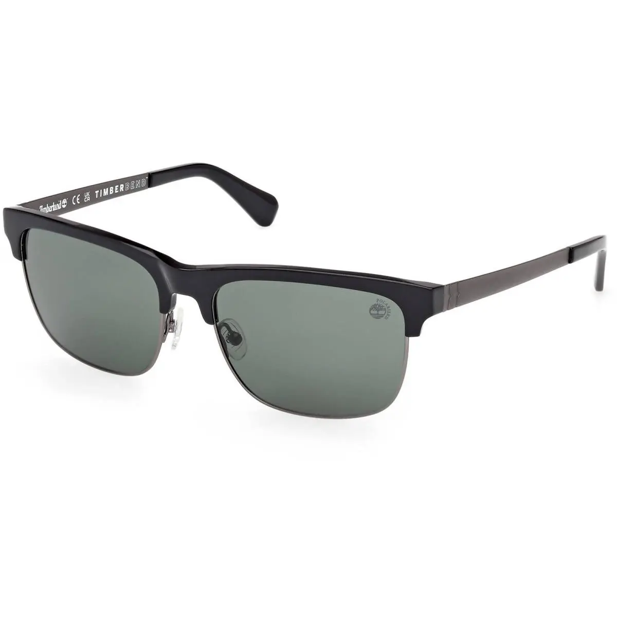 Timberland Men`s Sunglasses Shiny Black Plastic/metal Square Frame TB00063 6001R
