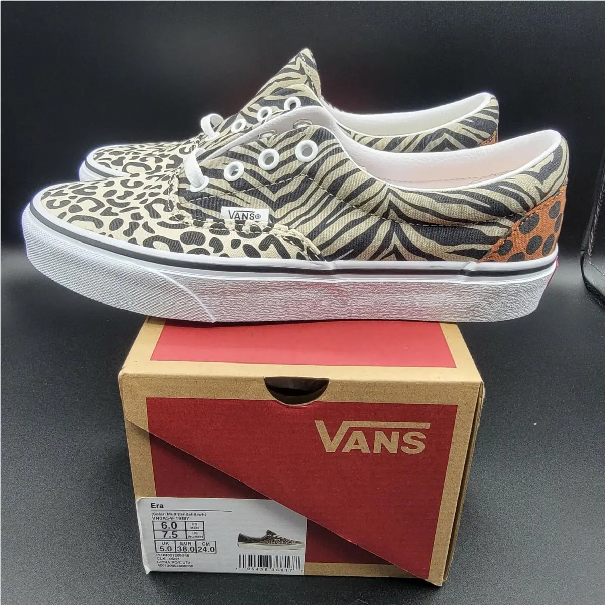 Vans Safari Animal Print Low Top Women`s Shoe Sz 7.5 Men`s Sz 6 Casual W/box
