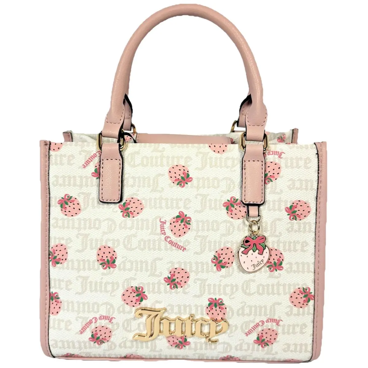 Juicy Couture Strawberry Mini Satchel Bag Pink White Crossbody Purse
