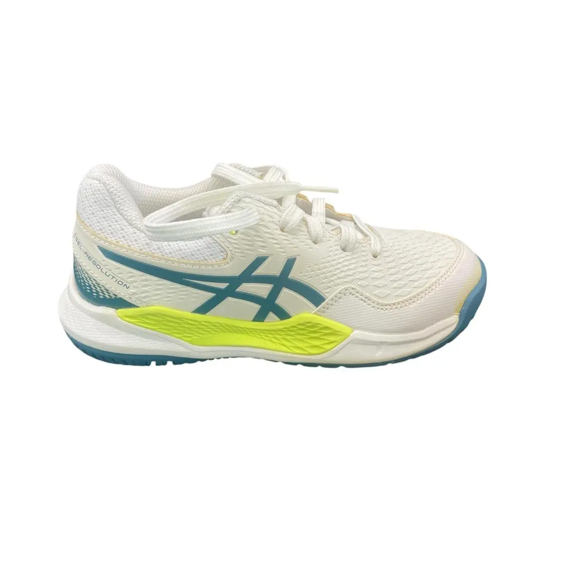 Asics Kids Youth Pickelball 1044A067-102 Gel-resolution 9 GS White Teal Size 2
