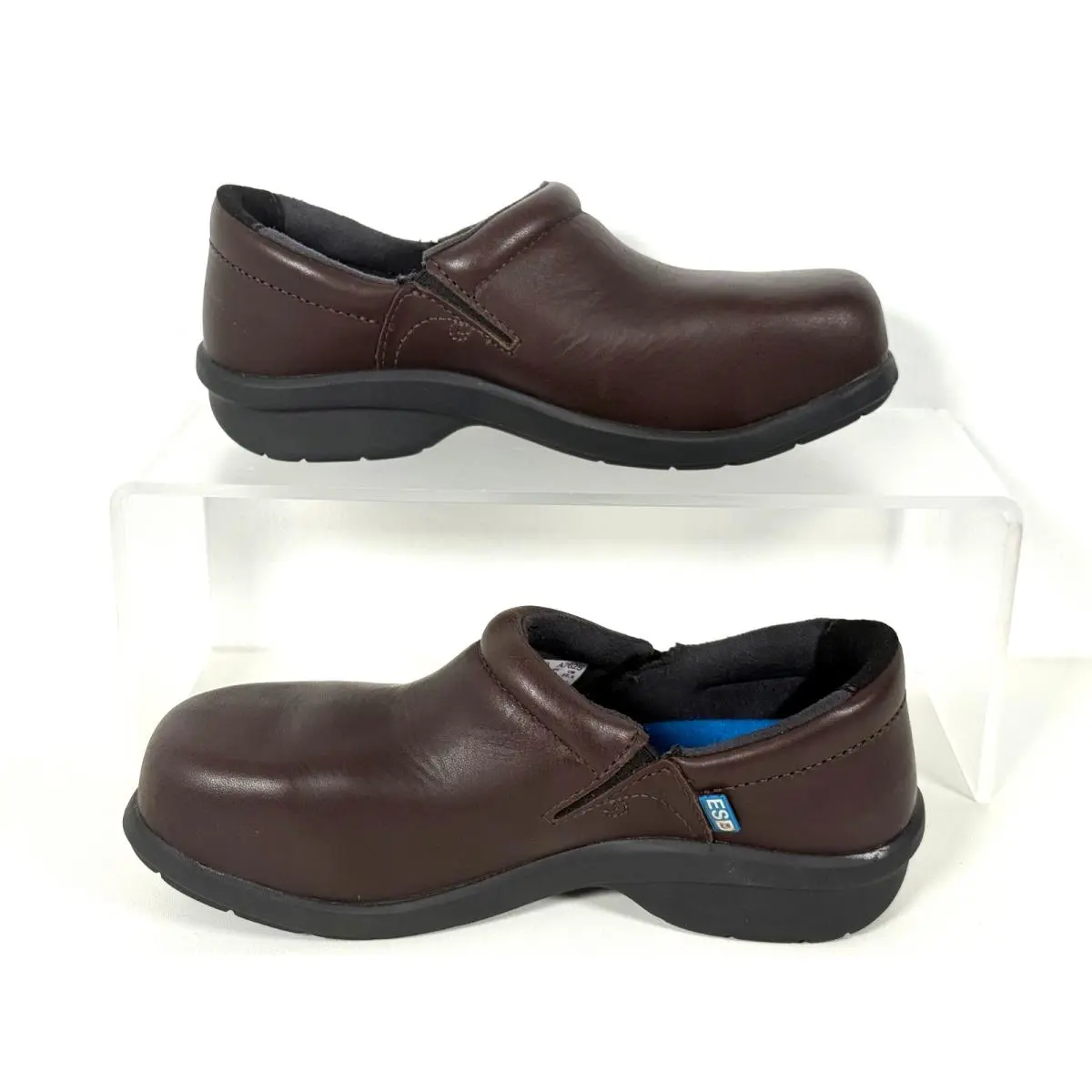 Timberland Pro Newbury Esd Women`s Alloy Toe Slip-on Clogs Sz 5.5 Brown