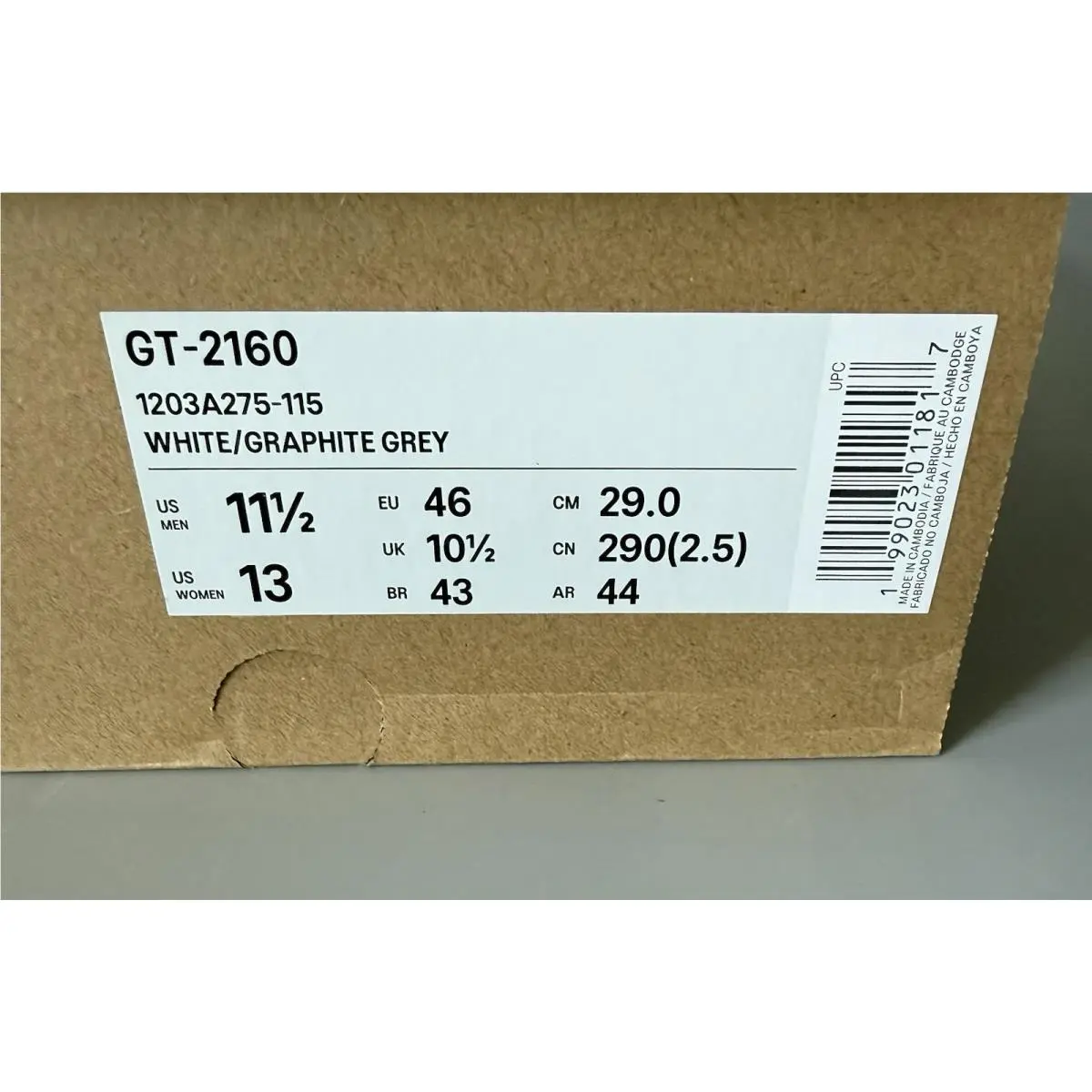 Asics shoes - ASICS GT-2160 - White/Graphite Grey (UPC: 0199023011930) 6