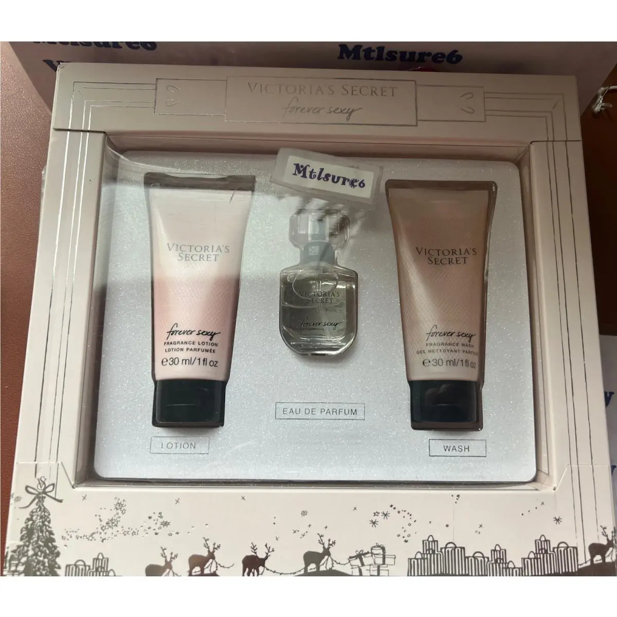Victoria`s Secret Forever Sexy 3 Piece Gift Set Parfum Lotion Wash Travel Sz