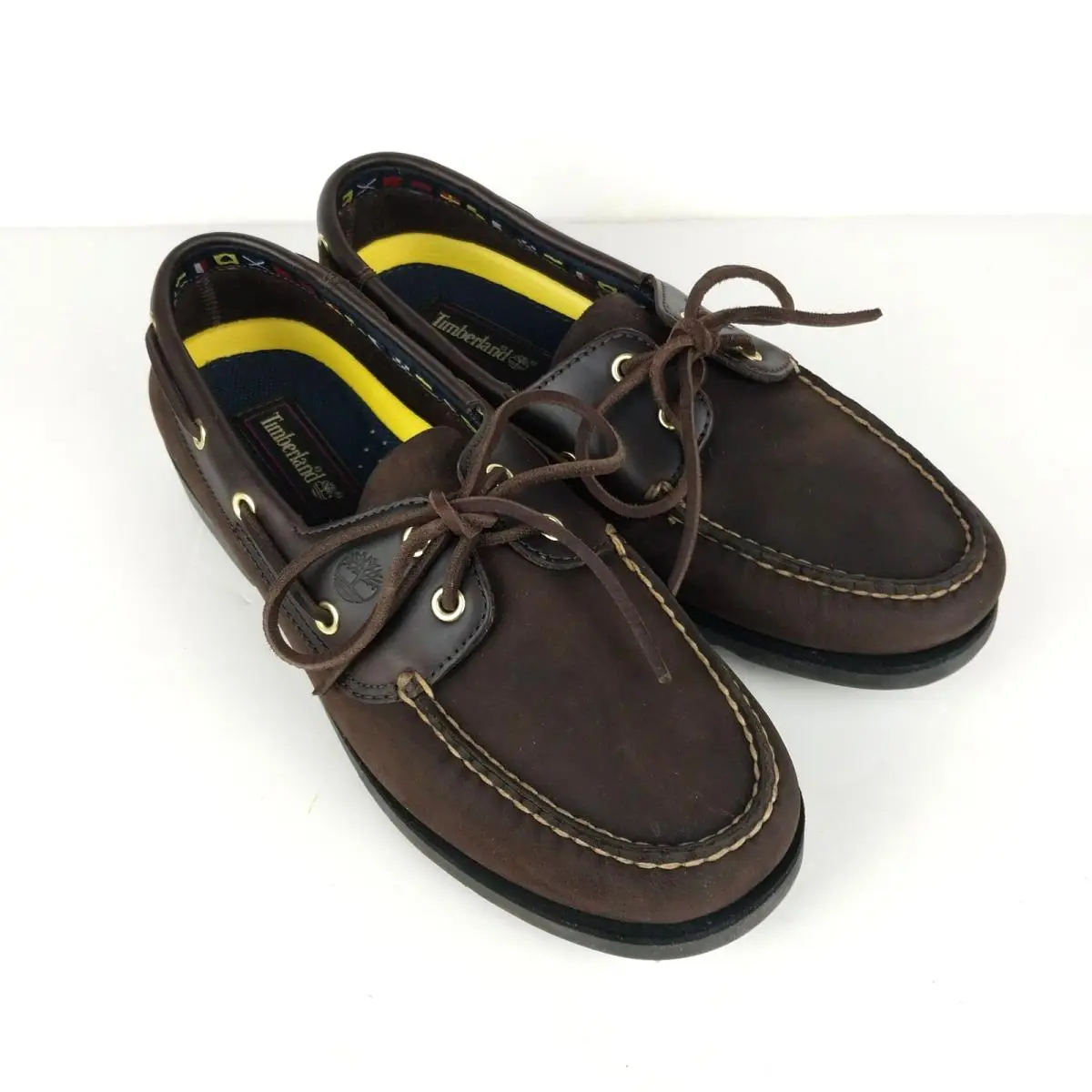 Timberland Echobay 2-Eye Leather Boat Shoes 71076 Choc Brown Men`s Size 9.5