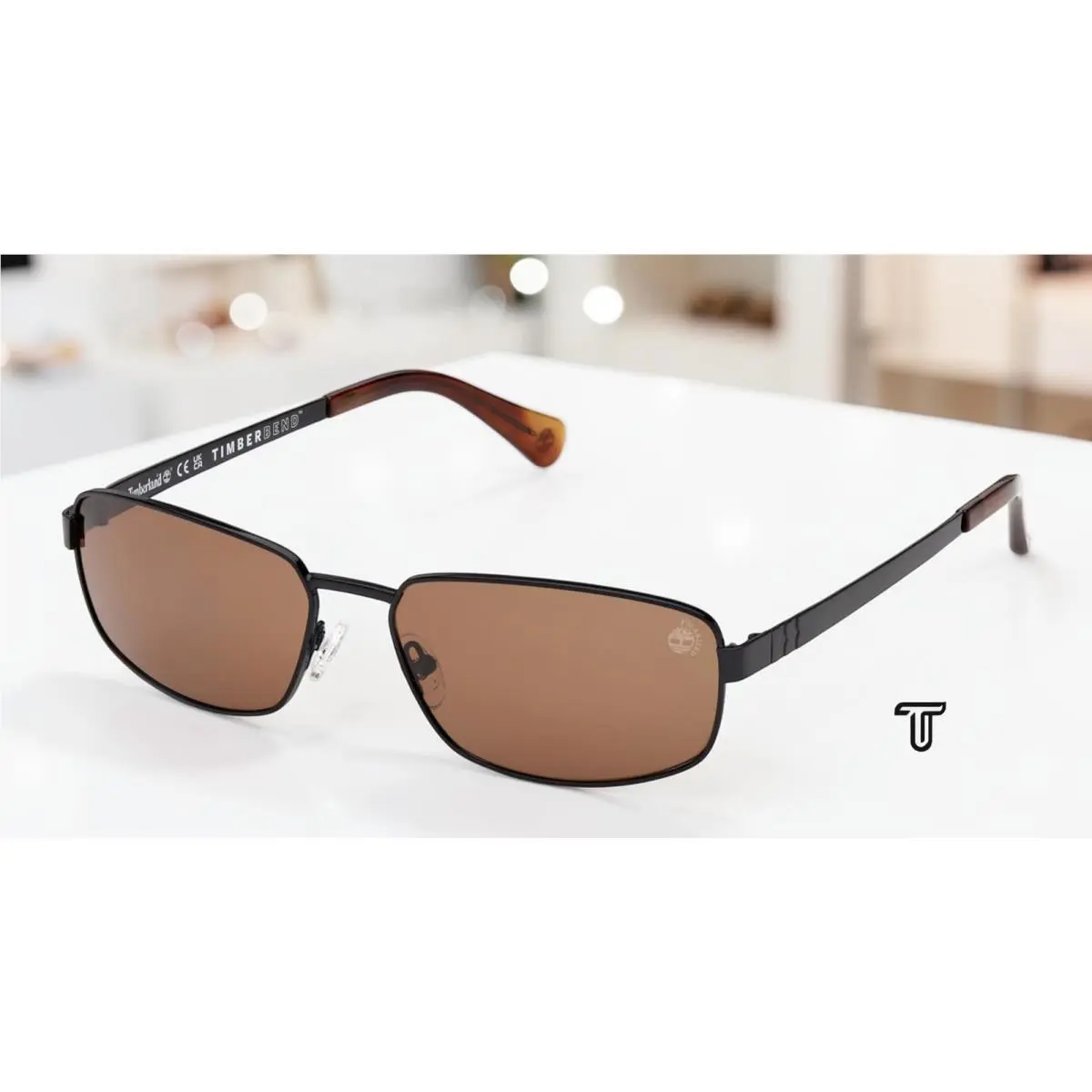 Timberland TB00066 01H Metal Shiny Black Brown Polarized 62 mm Men`s Sunglasses