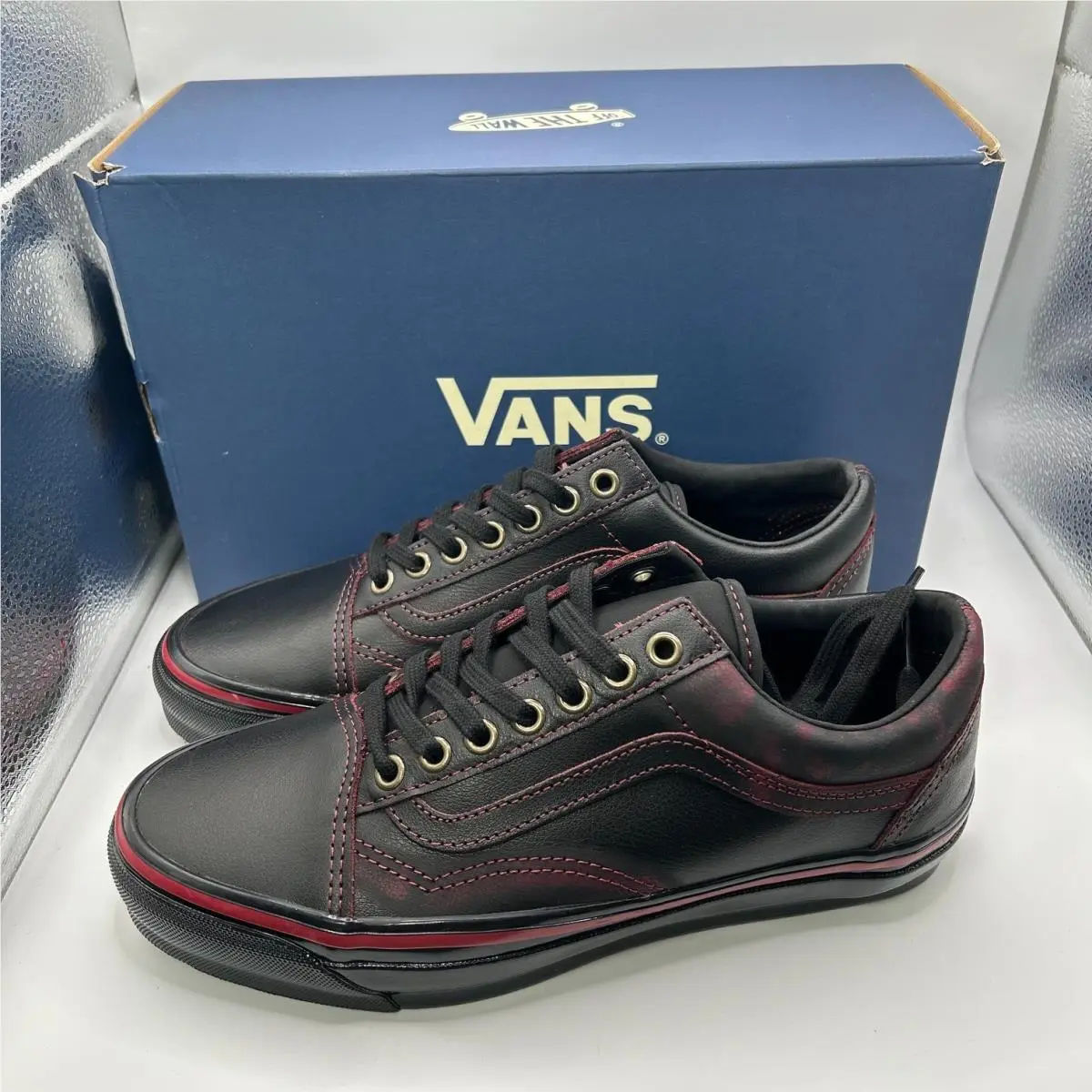 Vans Premium Old Skool Leather Dark Red Black Tania Cruz Mens US 7 Womens 8.5