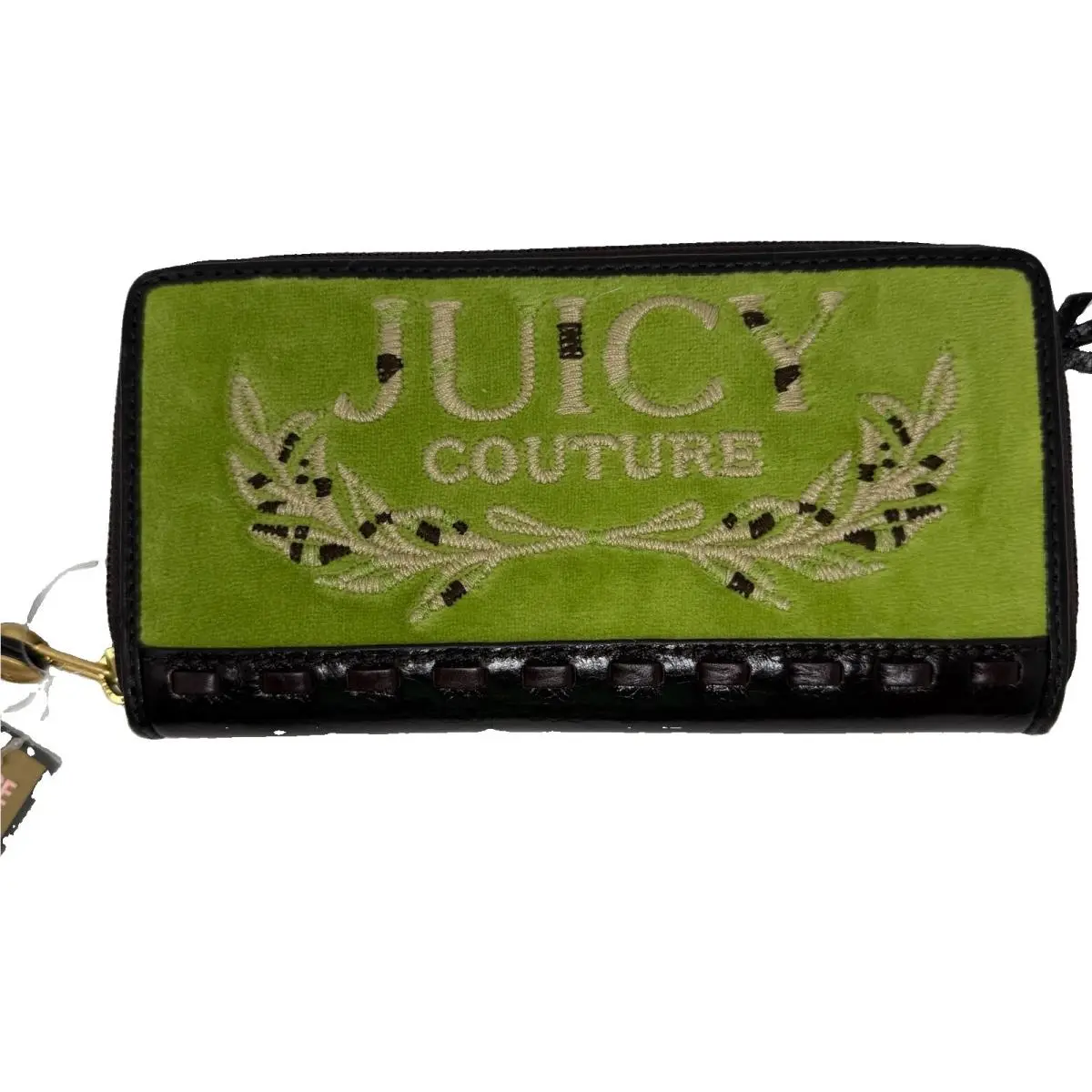 Y2K Juicy Couture Zip Around Velour Wallet Color Green