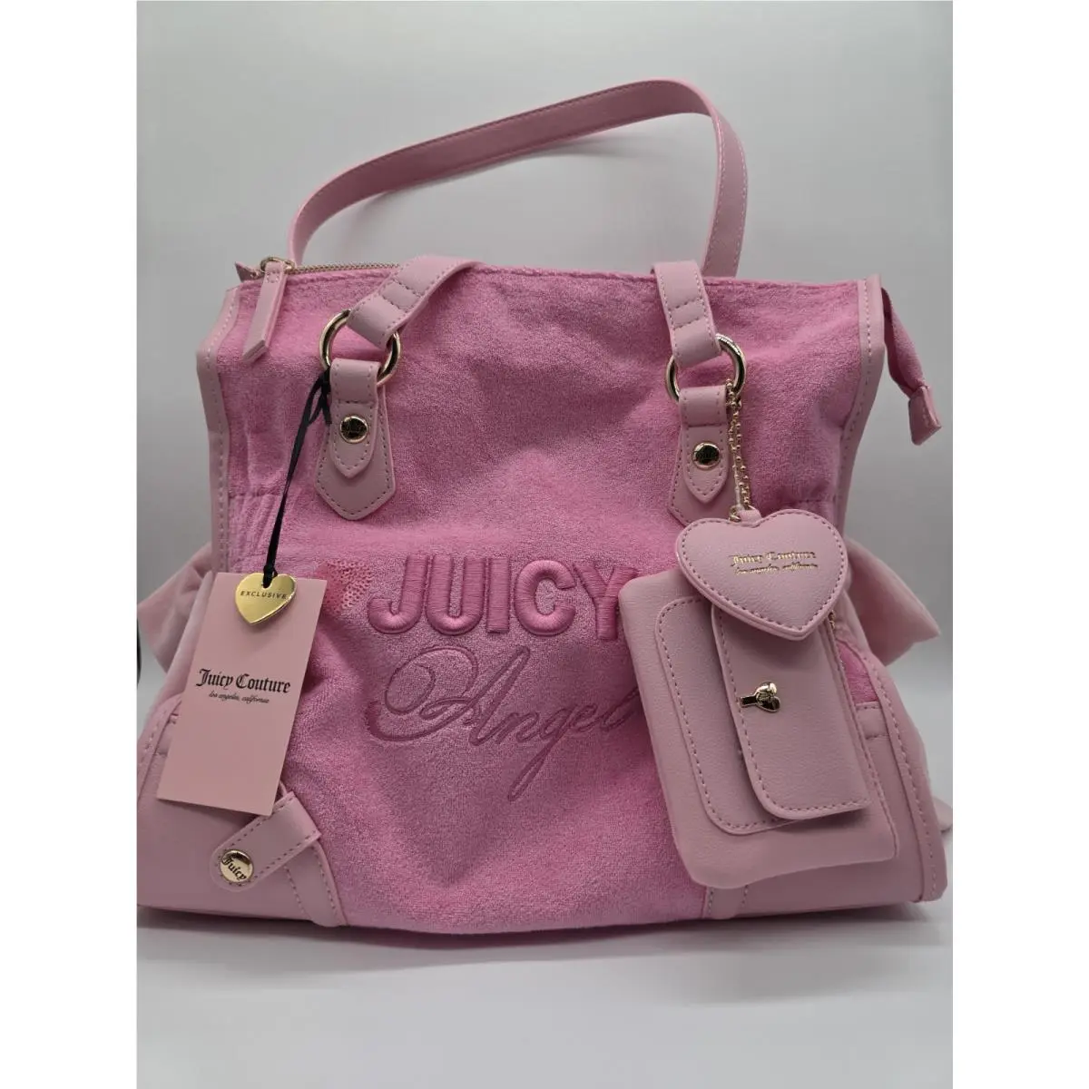 Juicy Angel Tote Pink Angel with Bows and Heart Charm/wallet by Juicy Couture