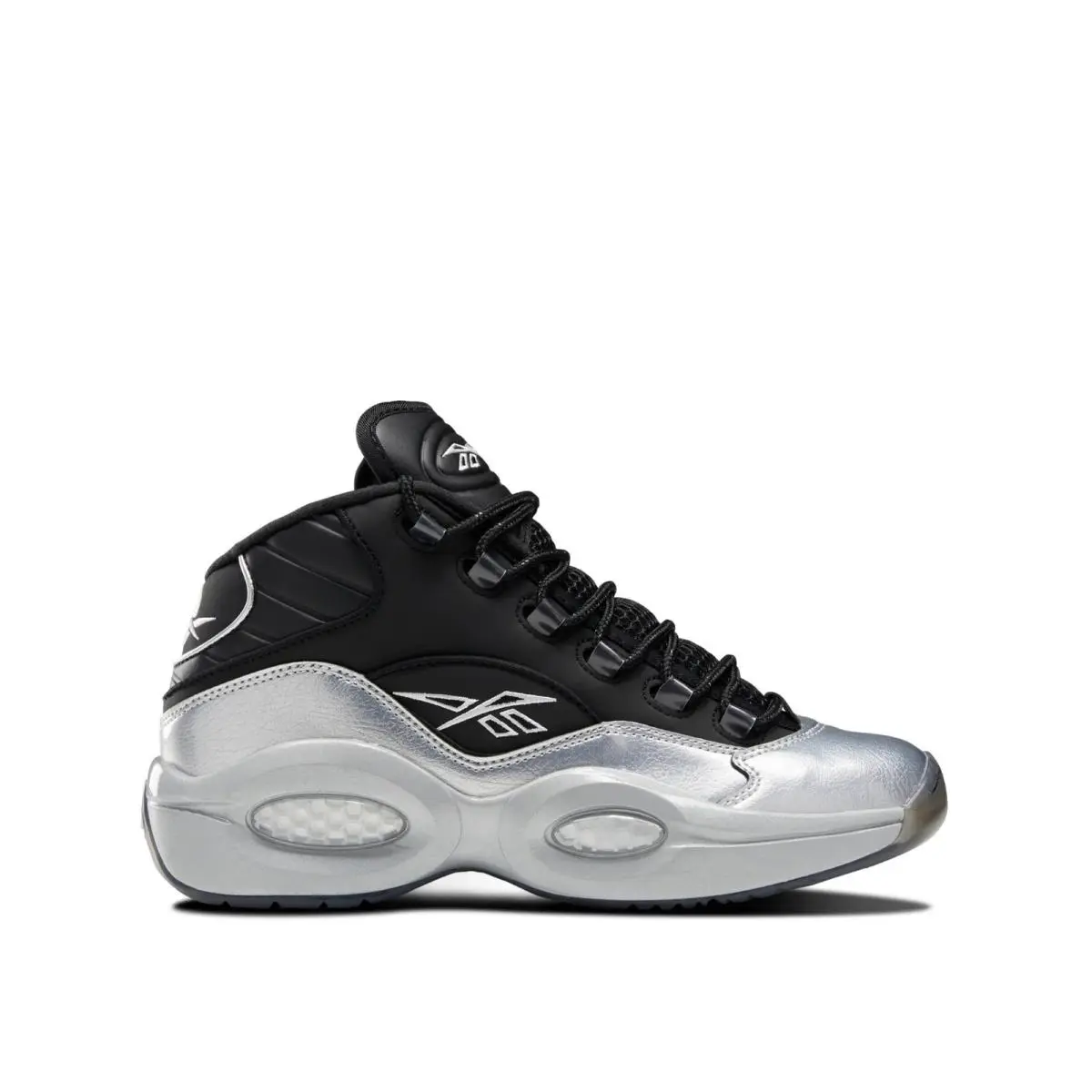 Reebok Question Mid Big Kids Size 6 Basketball Shoes Black/silver Sneakers