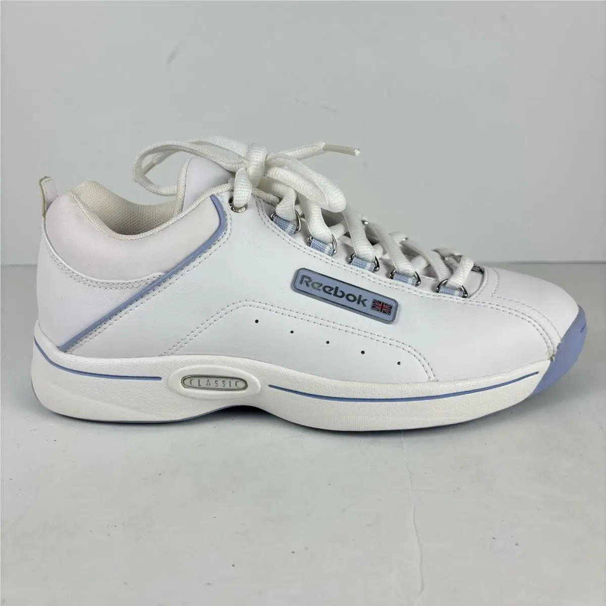 Vtg Reebok Classic Californium II White/blue Leather Sneakers Womens 8 Deadstock