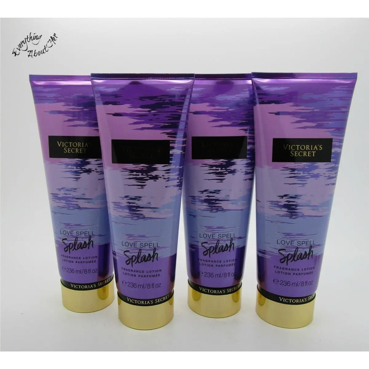 Lot of 4 Victoria`s Secret Love Spell Splash Fragrance Body Lotion 8 oz