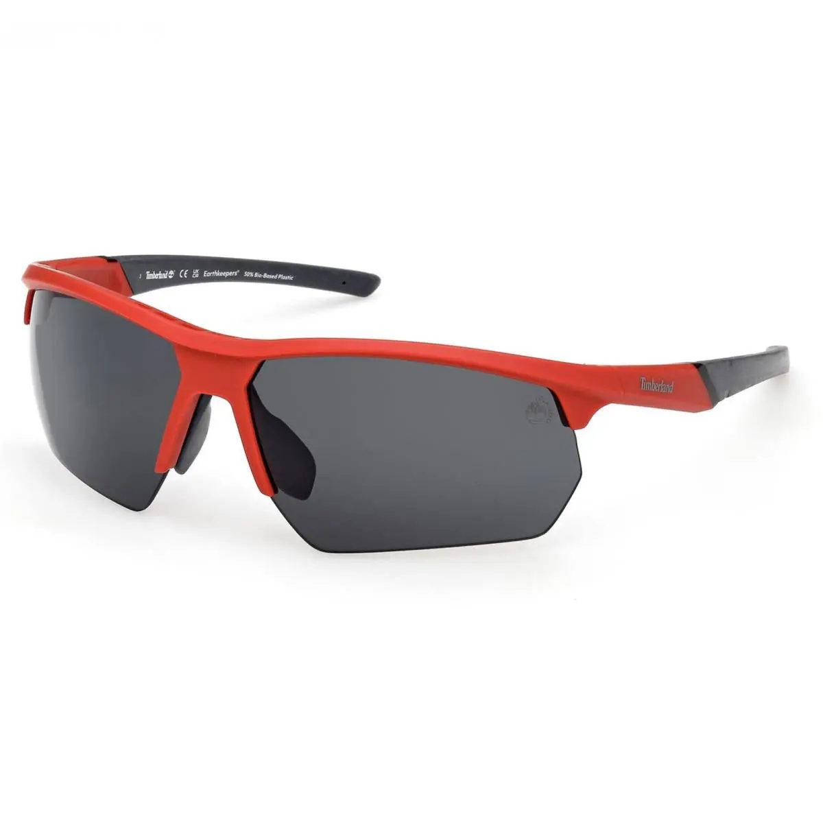 Timberland Men`s Sunglasses Matte Red Wraparound Half Rim Frame TB00056 7367D