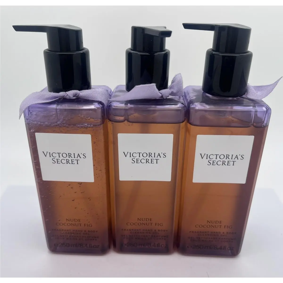 Victoria`s Secret Lot of 3 Coconut Fig Fragrant Hand Body Cleansing Gel 8.4 oz