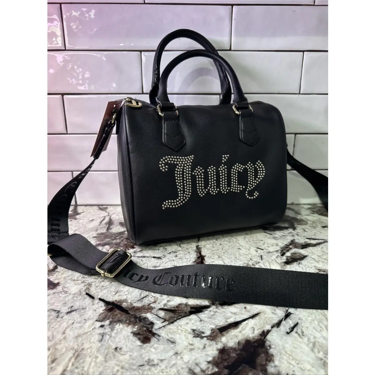 Velour Obsession Satchel Black Liquorice by Juicy Couture