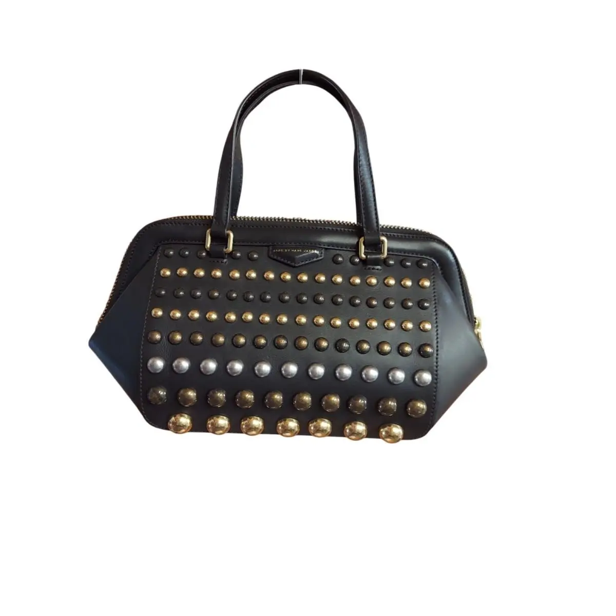 Marc By Marc Jacobs Black Licorice Studded Leather Satchel Handbag