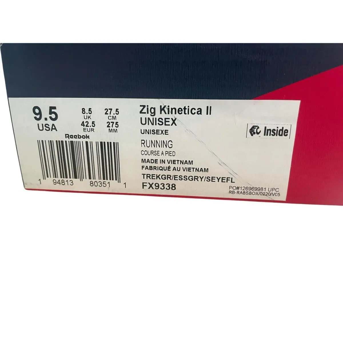 Reebok shoes - Zig Kinetica II - Zig Kinetica - FX9338 - Gray (UPC: 194813803511) 8