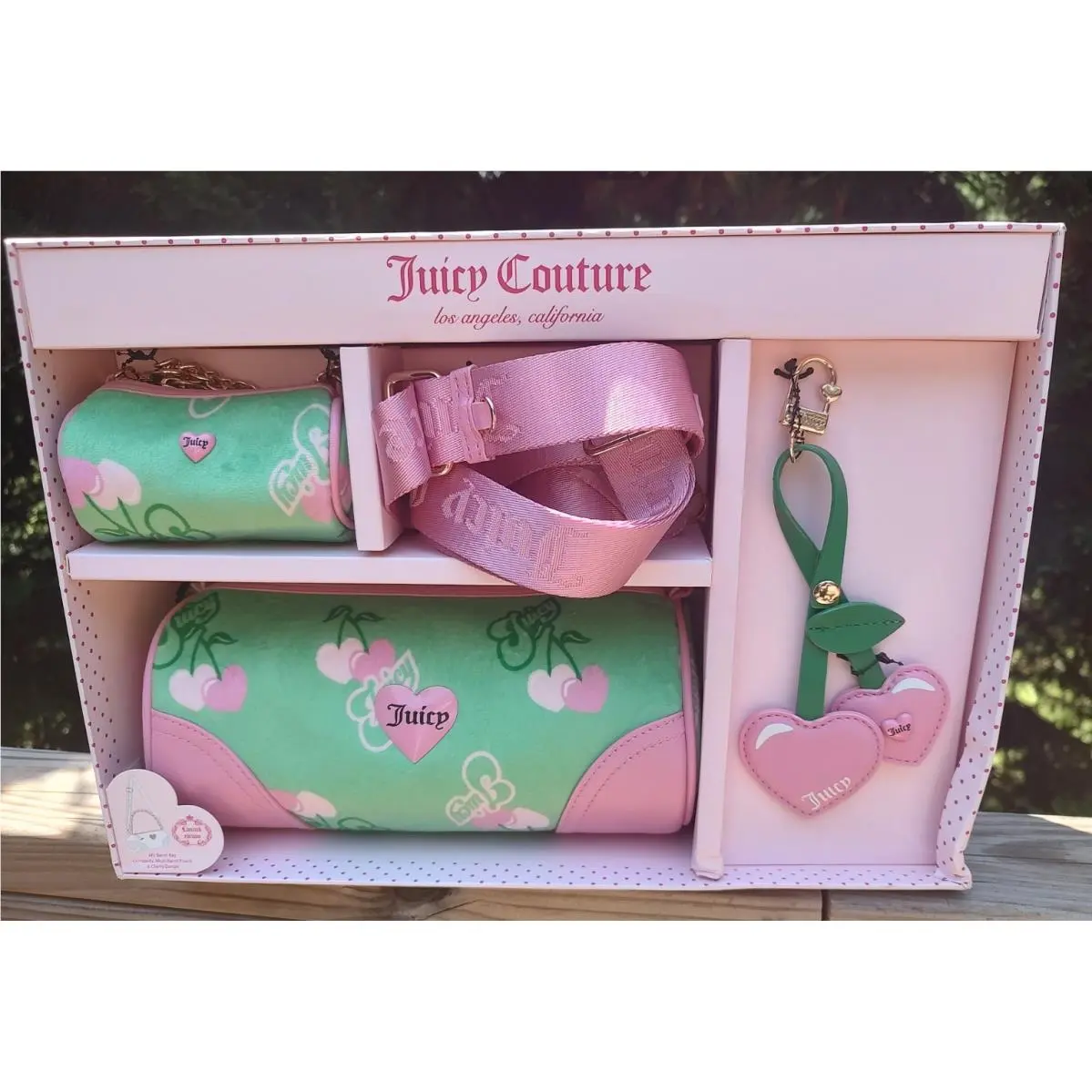 Retro Green Heritage Cherry Barrel Bag Box Set Limited Edition by Juicy Couture