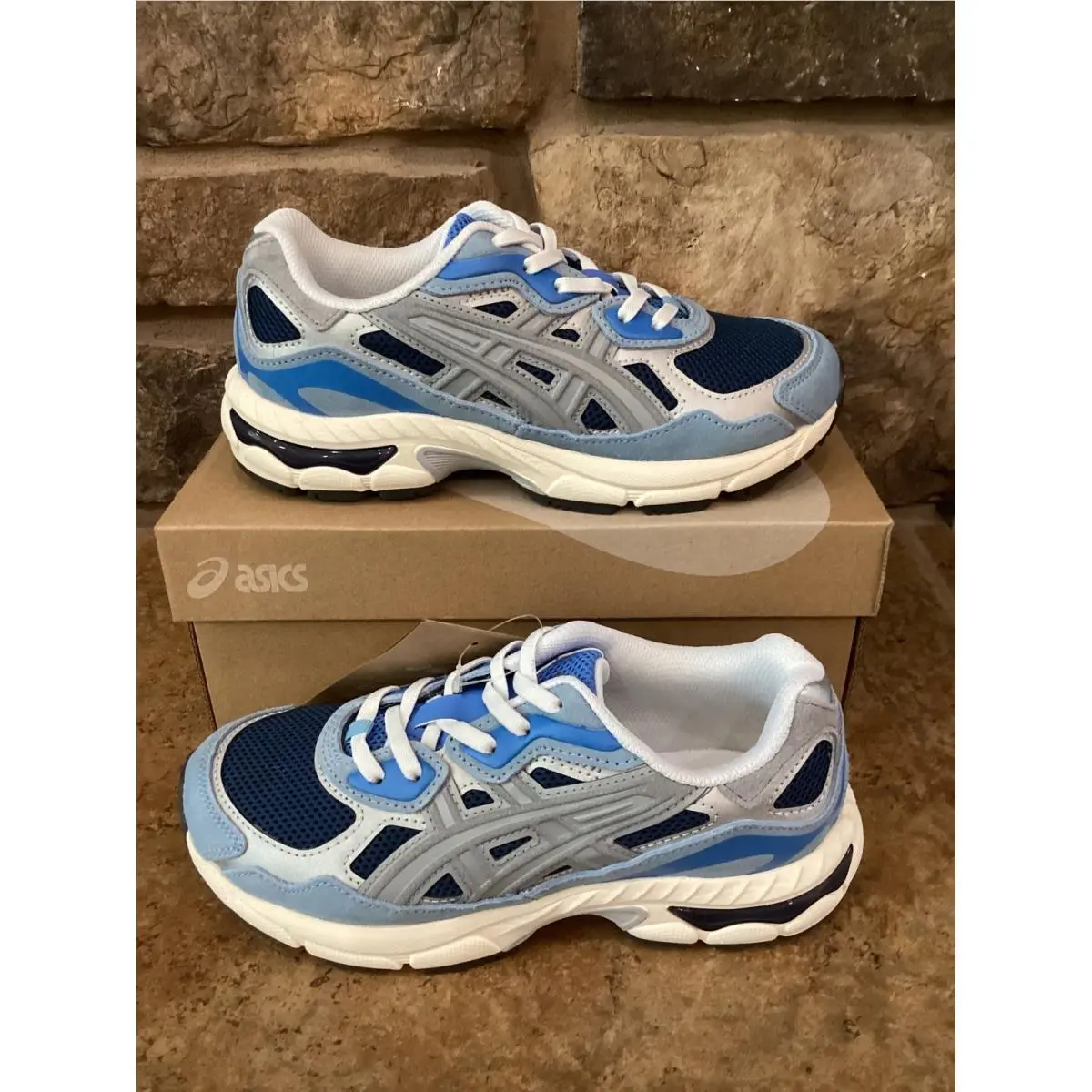Asics Gel-nyc PS Kids Independence Blue Gravel Sneakers 1204A176-400 Size 3Y