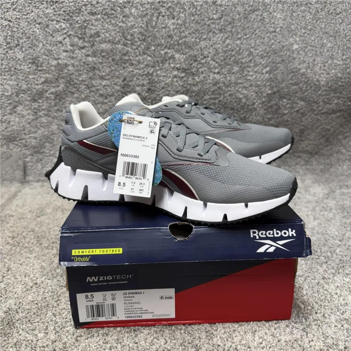 Reebok Zig Dynamica 4 Shoes Mens 8.5 Gray Zigtech Running Sneakers 100033392