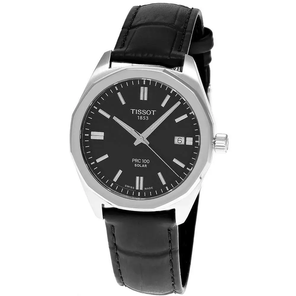 Tissot Prc 100 Solar Quartz 39mm Black Leather Men`s Watch T1514221605100
