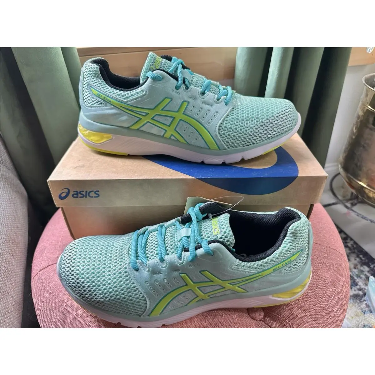 Asics Gel-ease Performance Running Sneakers Fresh Ice/safety Yellow Size 10