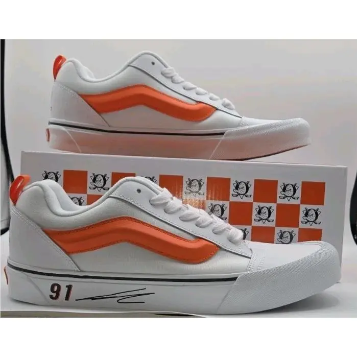 Vans Knu Skool Translucent True White/orange Anahiem Ducks Sneakers M 11.0