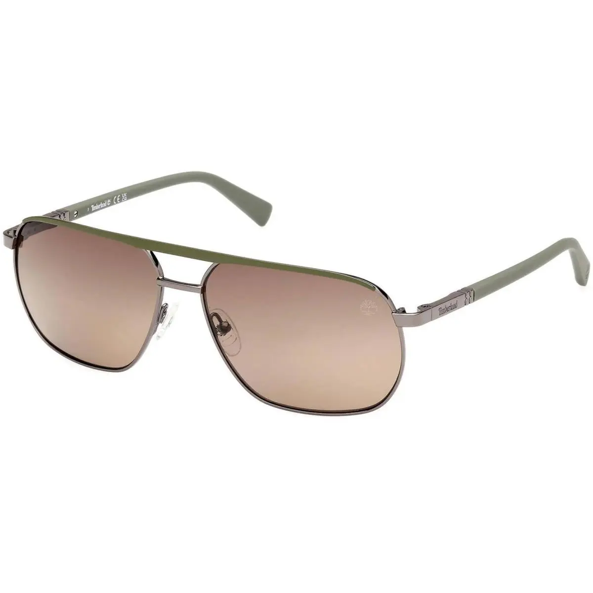 Timberland Men`s Sunglasses Shiny Dark Ruthenium Metal Pilot Frame TB00027 6006H