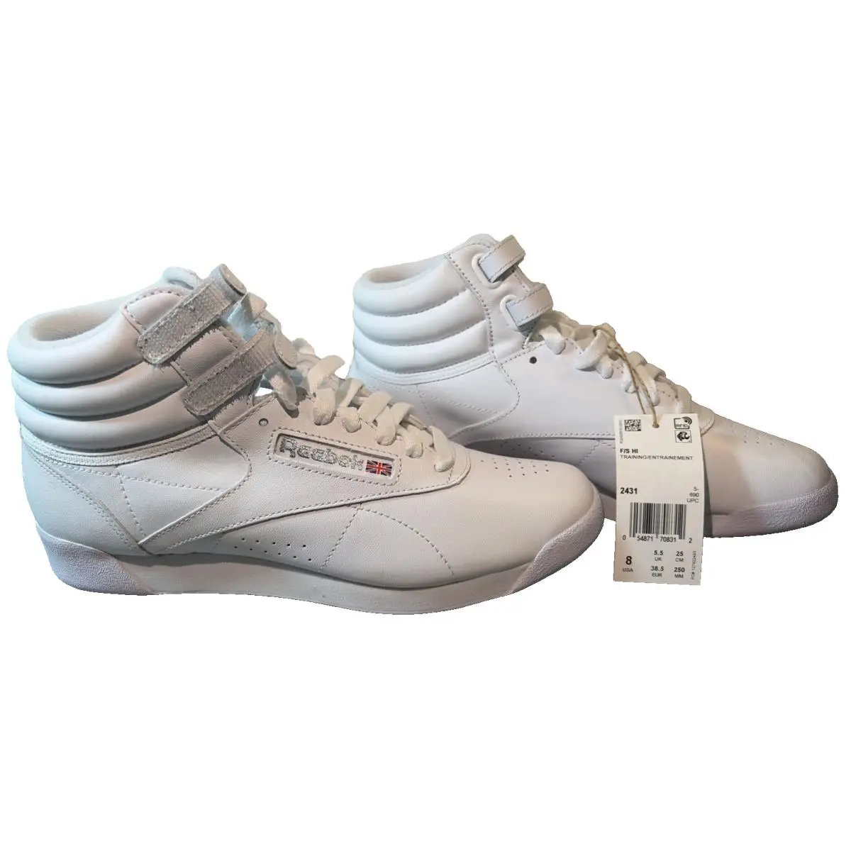 Reebok Classic Freestyle HI Top White Leather Women`s Sneakers Size 8