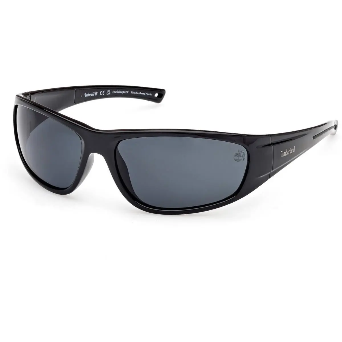 Timberland Men`s Sunglasses Shiny Black Wraparound Full Rim Frame TB00033 6601D