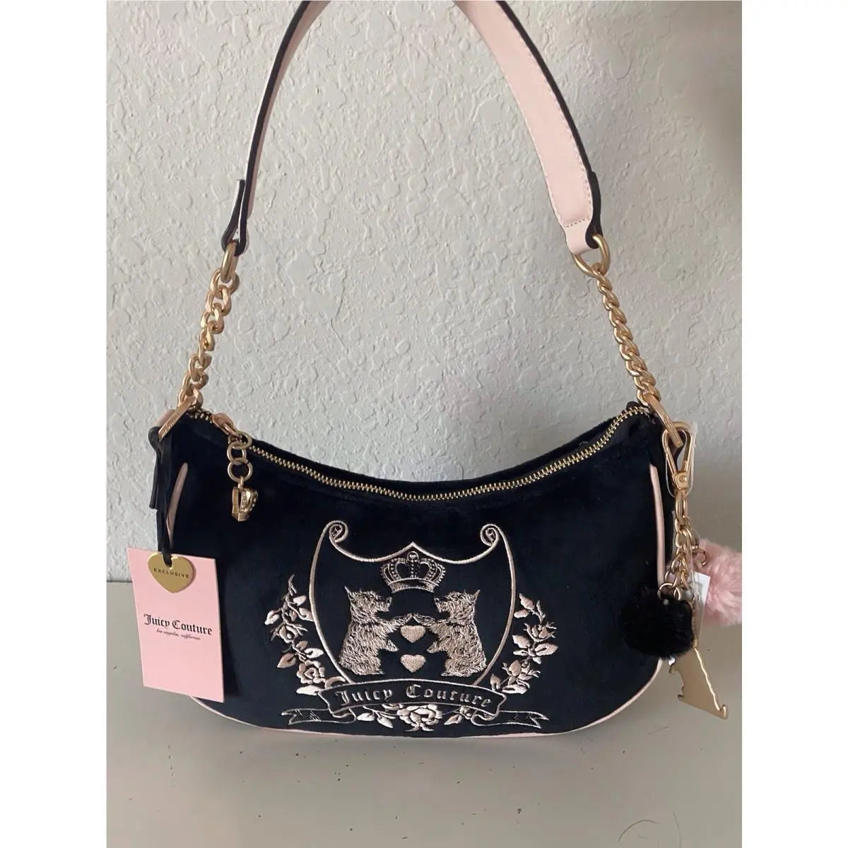 Juicy Couture Love Chapter Shoulder Bag Black Liquorice Scottie Dogs