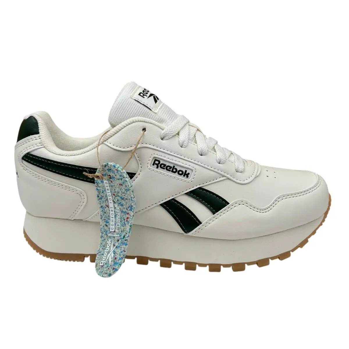 Reebok Harman Women’s Classic Style Sneakers 8 White- Chalk-green Cushioned