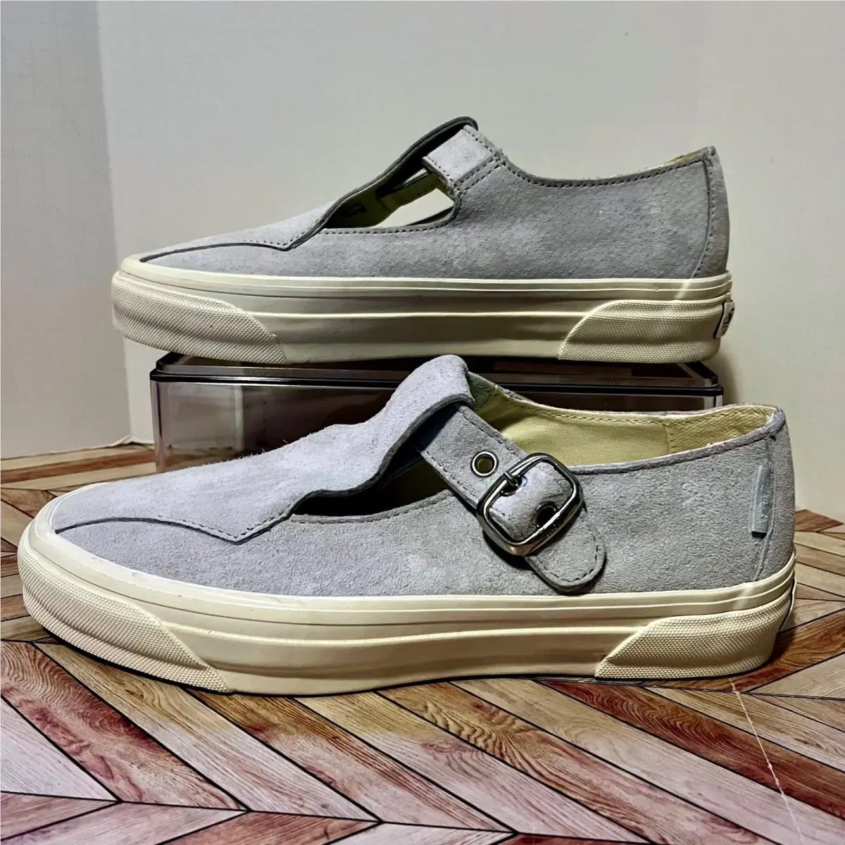 Vans Premium Mary Jane Spa Blue Suede Shoe Men 7 Women 8.5 Buckle T-strap LX 93