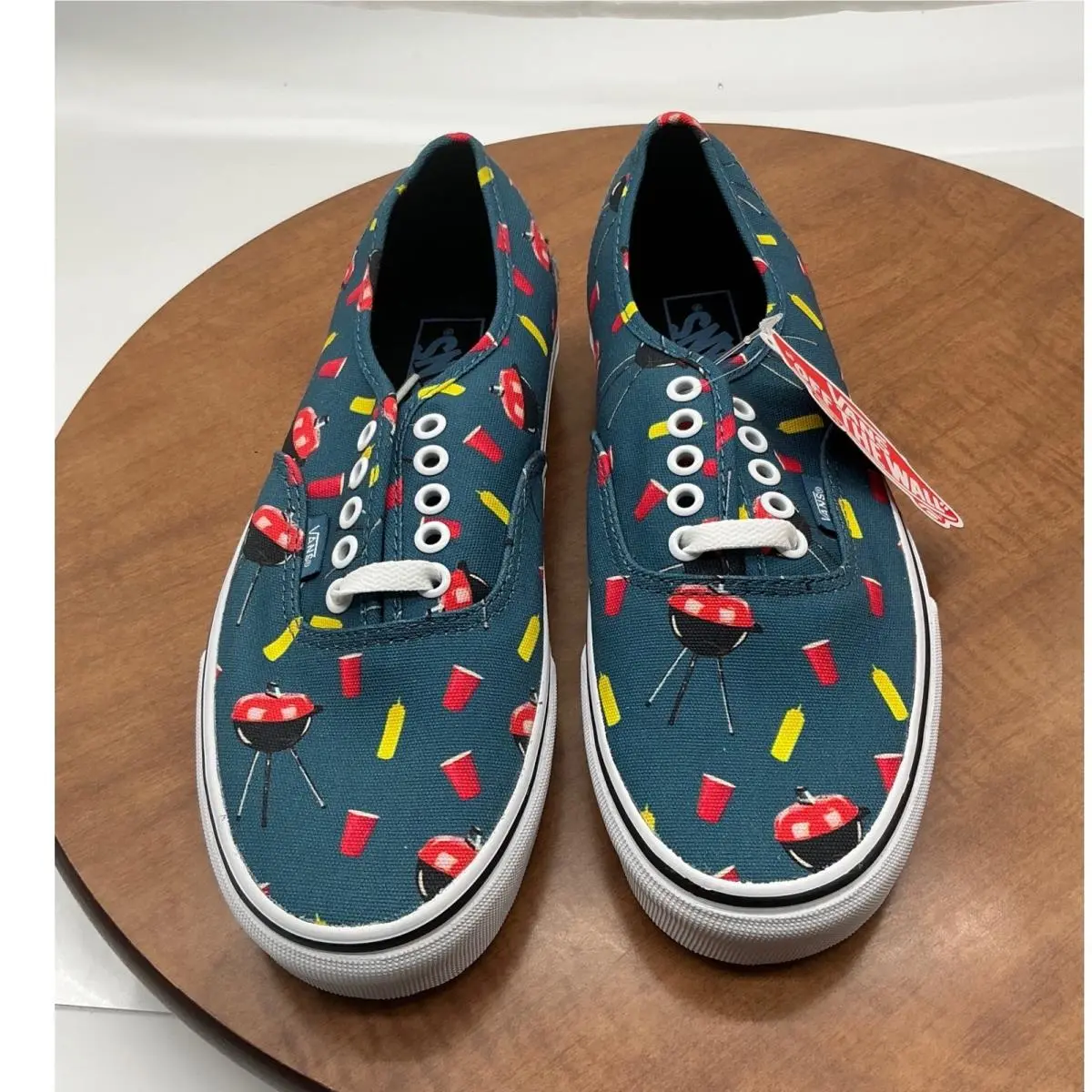 Vans Bbq Grill Red Cup Teal Canvas Sneakers Mens 8 Womens 9.5