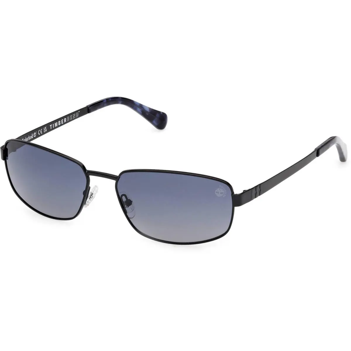 Timberland Men`s Sunglasses Matte Black Metal Rectangular Frame TB00066 6202D