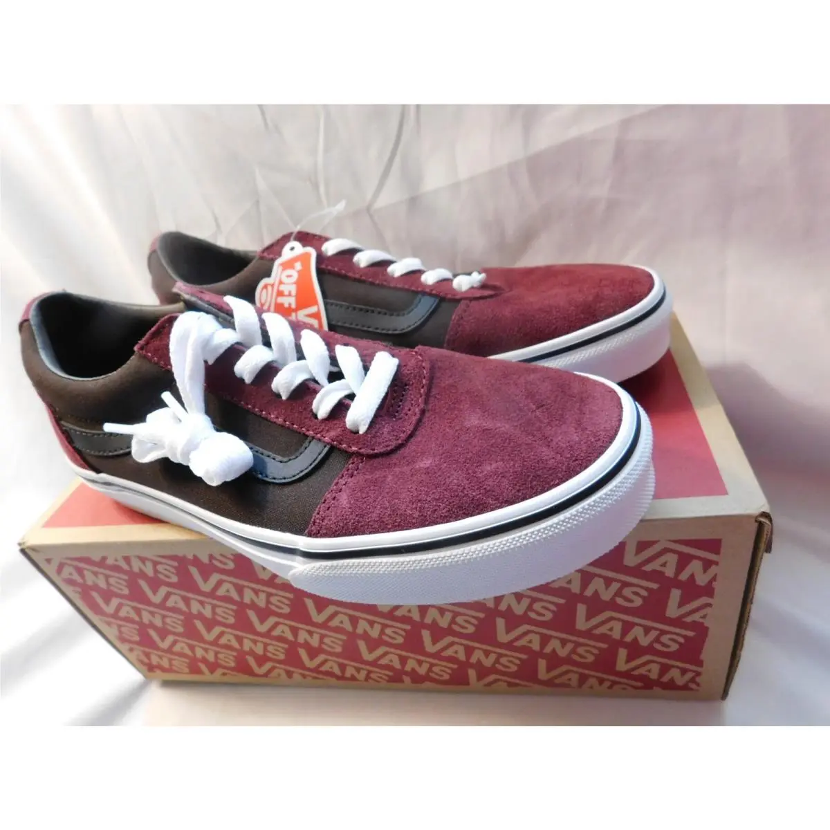 Vans Ward Suede Canvas Port Royale White Youth Kids Sneakers Size 5