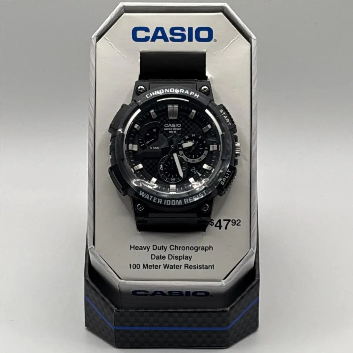 Casio Chronograph MCW200H-1ATN 100 Meter WR Black Resin Date Heavy Duty