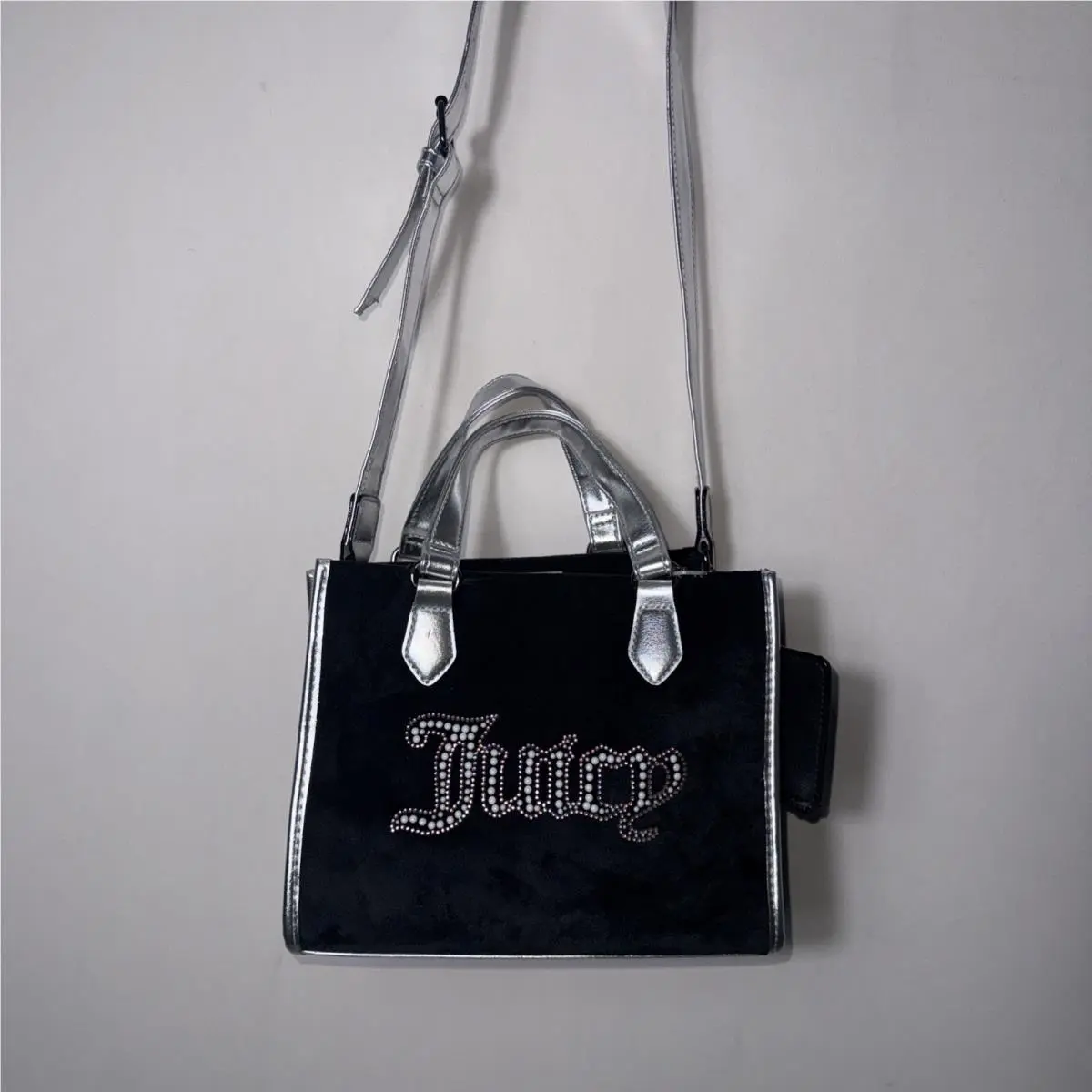Women’s String Of Pearls Mini Tote Liquorice Silver Black by Juicy Couture