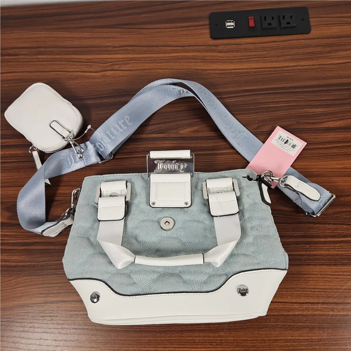 Light Wash Denim Mini Tote Bag with Coin Purse by Juicy Couture