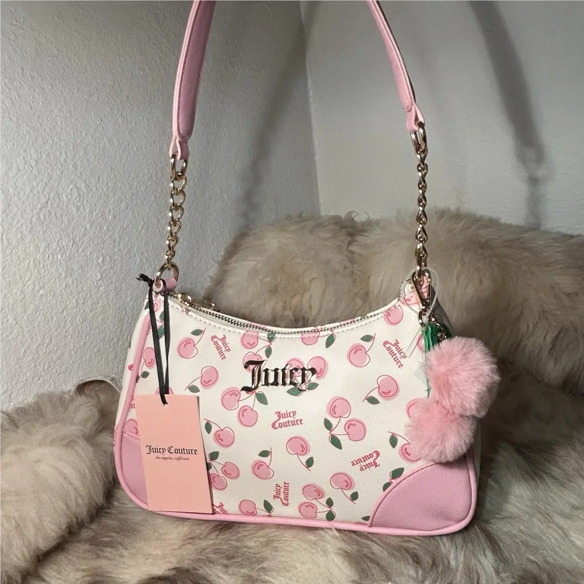 Juicy Couture Cherry Girl Shoulder Bag - Soft White Pink