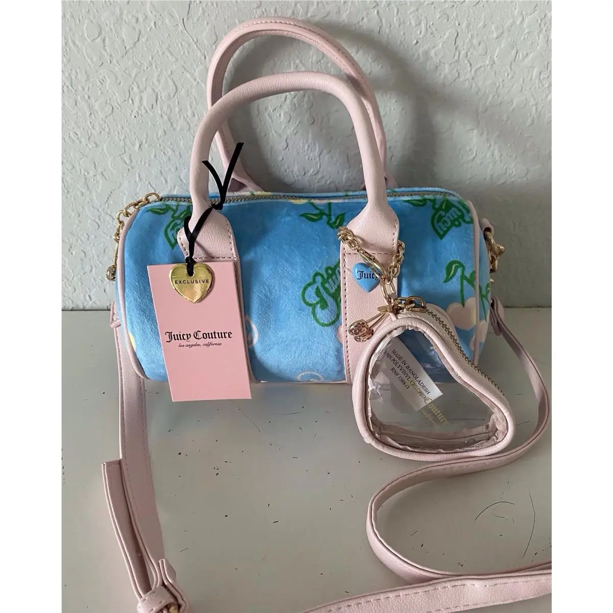 Juicy Couture Retro Cherry Gelato Mini Bag Blue Gleam Multi Barrel Crossbody