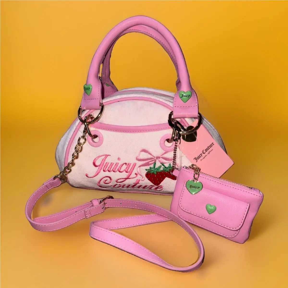 Juicy Couture Exclusive Retro Strawberry Satchel Blush Pink Crossbody Bag