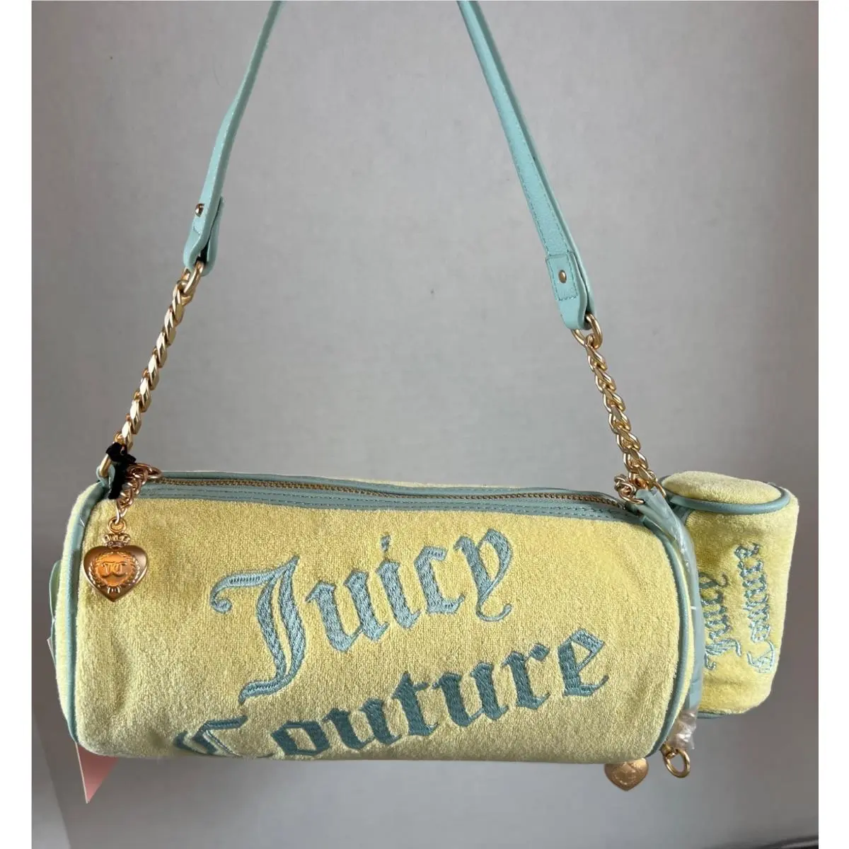 Juicy Couture Yellow Pear Pastel Turquoise Choose Juicy II Barrel Shoulder Bag