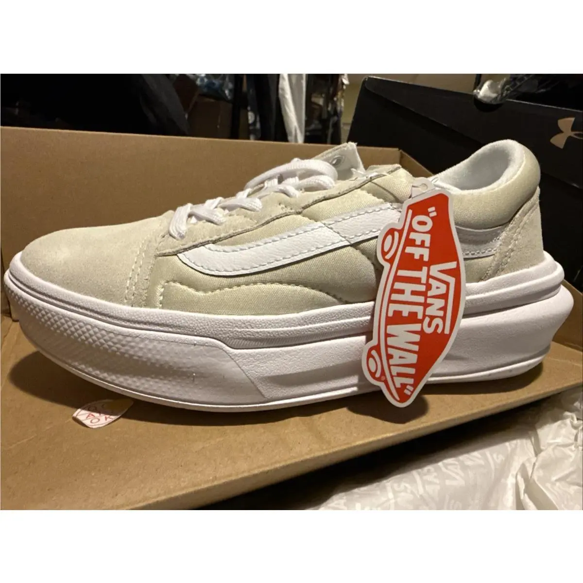 Vans Old Skool Overt CC Comfy Skate Platform Shoes Unisex M 5/W 6.5 Sand White